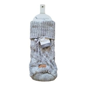 Koolaburra by Ugg Carla Wine Bottle Holder Cable Knit Gray & White Wild Dove New